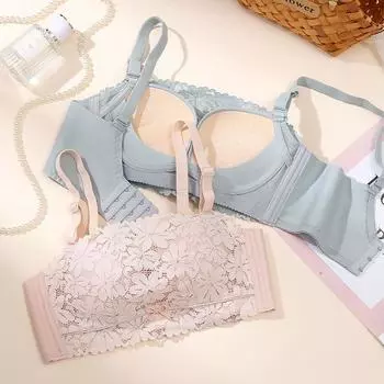 Латексный хлопок, не пропускающий свет, без стального кольца, сексуальный кружевной бюстгальтер с маленькой чашкой, слегка толстый, немагнитный, собирающийся в складки, топ-труба 32/70AB