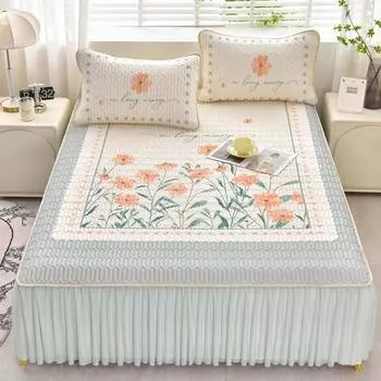 Латексный коврик-подзор из искусственного шелка, мягкий складной коврик, пригодный для машинной стирки, плотный мягкий комплект из трех частей постельного белья 120x200cm