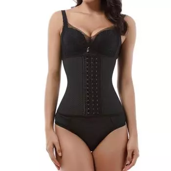 Латексный пояс для талии с 25 стальными костями - дышащий спортивный пояс для живота для женщин XXXL чёрный