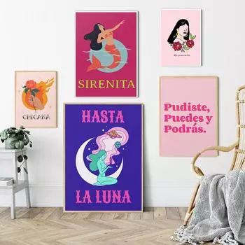 Латинская иллюстрация, художественная печать на холсте, испанский минималистичный постер, картина, Испания, настенная картина для гостиной, домашний декор 21cm30cm No Frame