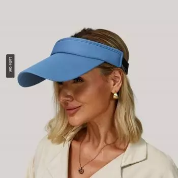 Latte Girl Sports Cap No Top Sun Protection Hat UV Protection Sun Shade Hat Sports Tennis Cap Denim Blue All yards