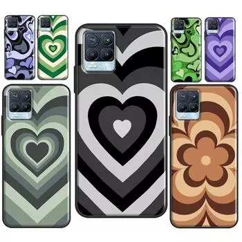 Latte Love Brown Heart Swirl Эстетический чехол для Realme 8 Pro 8i GT Master GT Neo 2 C21 Задняя крышка для OnePlus Nord 2 8T 9R 9 Pro Realme GT Master 5G