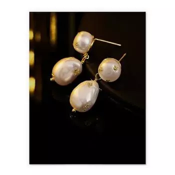 Латунь, покрытая 18-каратным настоящим золотом, в европейском и американском ретро-стиле, элегантная темпераментная золотая фольга, украшенная натуральным жемчугом.