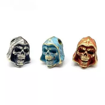 Латунь Смерть Скелет Голова Нож Ручной Работы Бусины Ремешок Подвески Ювелирные Изделия Открытый EDC Подвески DIY Паракорд Брелки Аксессуары латунный