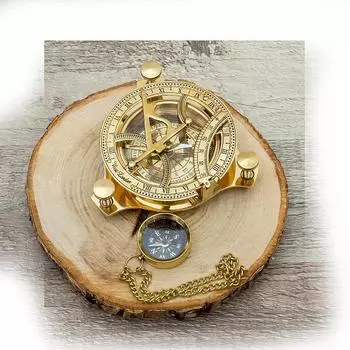 Латунь Золотое Солнце, Компас для часов Винтажный компас для морских солнечных часов 10,16 см