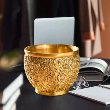 Латунная чаша богатства «Обильное благословение» — стильное настольное украшение для успеха и процветания