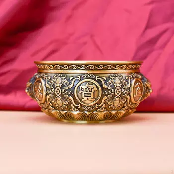 Латунная чаша для подношений для украшения стола по фен-шуй в ресторанах и магазинах S