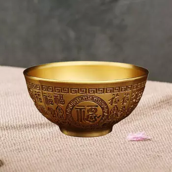 Латунная чаша фэн-шуй, декоративные подношения, коллекции, скульптура, благословение Фу, украшение для стола Fu Blessing Bowl