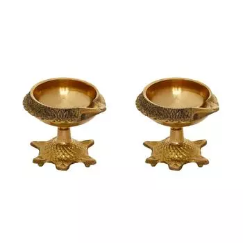 Латунная Дия ручной работы (2 шт), Handcrafted Decorative Brass Diya Set of 2, eCraftIndia