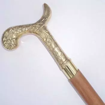 Латунная дизайнерская ручка для головы длиной 93,98 см с коричневой закрученной деревянной тростью-тростью в подарок