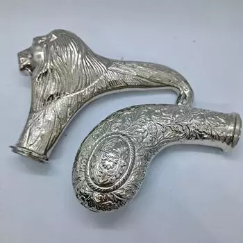 Латунная дизайнерская трость с серебряной головкой, лев и ручка для гольфа, викторианская деревянная трость, набор из 2 ручек и 1 трость, лучший подарок