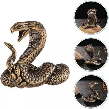 Латунная фигурка кобры, скульптура, змея, украшение для рабочего стола