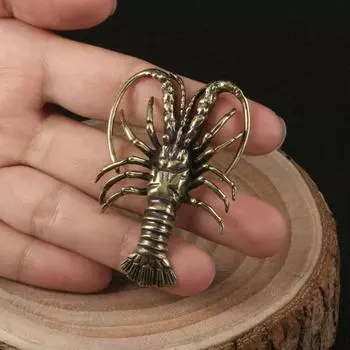 Латунная фигурка лобстера, медная резьба, ручная работа, украшение стола, чайный питомец, декоративный сувенир, винтажный домашний декор, подарок 1pc