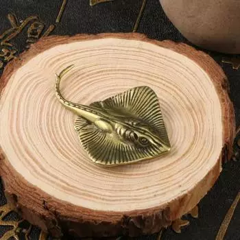 Латунная фигурка Манта, металлический дьявольский луч, украшение в стиле ретро фэн-шуй, морское животное, чай, питомец, медные поделки, домашний декор