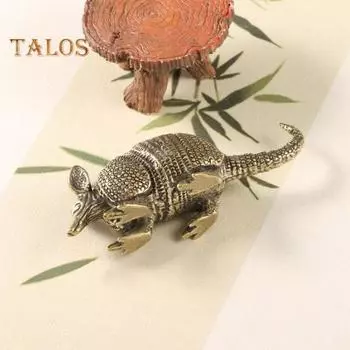 Латунная фигурка опоссума, винтажная металлическая модель животного, статуэтка, скульптура, чайный питомец, настольное украшение в стиле фэн-шуй, орнамент бронзовый