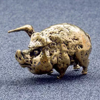 Латунная фигурка свиньи, мини-скульптура, очаровательный акцент для домашнего декора для стола или полки old golden