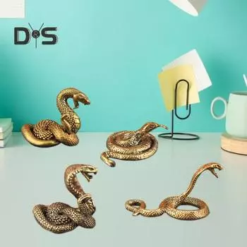 Латунная фигурка змеи, ретро-статуэтка змеи с детализированной чешуей, украшение для домашнего офиса, мини-украшение в виде змеи, подарок для любителей змей D
