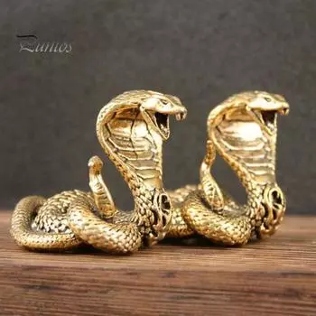 Латунная фигурка змеи, ретро-статуэтка змеи с детализированной чешуей, украшение для домашнего офиса, мини-украшение в виде змеи, подарок для любителей змей D