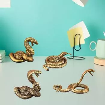 Латунная фигурка змеи, ретро-статуэтка змеи с детализированной чешуей, украшение для домашнего офиса, мини-украшение в виде змеи, подарок для любителей змей D