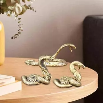 Латунная фигурка змеи, винтажная китайская модель змеи со знаком зодиака, мини-статуэтка животного-боа из металла, скульптура, украшение для рабочего стола в стиле фэн-шуй, орнамент