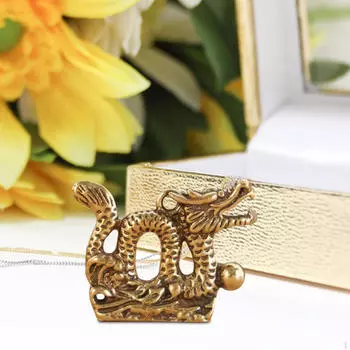 Латунная китайская статуэтка лунг брелок подвеска украшение портативный ретро стиль 1.2x1 дюйм для ювелирных изделий
