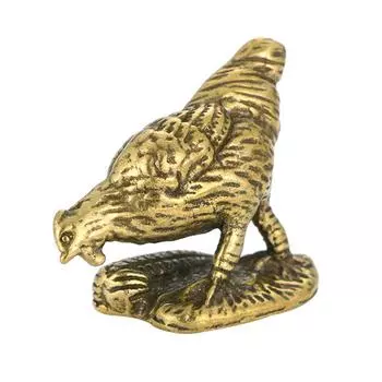 Латунная китайская зодиакальная фигурка петуха, креативная статуэтка, ретро-украшение, статуэтки 3.20X2.40X2.30CM золотистый