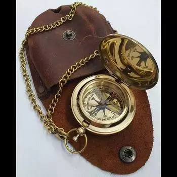 Латунная кнопка, крышка, цепочка компаса с кожаным чехлом, подарок на день матери, подарок на годовщину, подарок на день отца