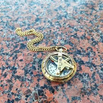 Латунная кнопка направления карманные солнечные часы компас, морские солнечные часы, латунные солнечные часы как