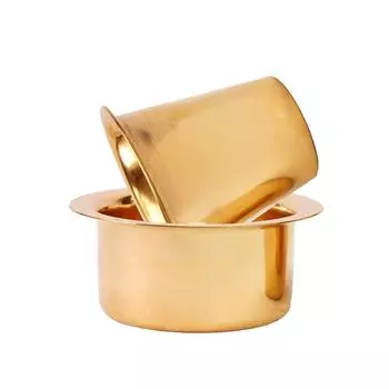 Латунная кофейная чашка Давара/Дабара и стакан для подачи фильтрованного кофе/чая/Традиционный набор кумбаконама Дабара Матовый - 150 мл (Простой, Набор из 1)