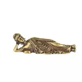 Латунная Мини Ретро Фигурка Будды Украшения Домашний Декор Лежащий Будда Коллекция Украшений Украшение для Стола Коллекция Подарки
