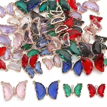 Латунная подвеска-бабочка с кристаллом циркона, камень для серег, браслетов, ожерелья, аксессуары для изготовления ювелирных изделий своими руками 15x20mm розовый