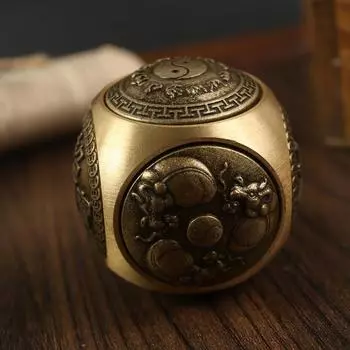 Латунная шестигранная круглая сфера для снятия стресса, вращающаяся, ручная, фэн-шуй, приносящая удачу, процветание, вращающаяся Вселенная, подарок высокого класса Round L