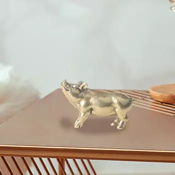 Латунная скульптура мини-свиньи, сувенир, украшение фэн-шуй, очаровательный столик для питомца в стиле кунг-фу 45mmx28mm