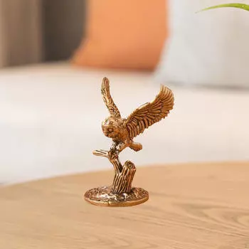 Латунная сова украшение декор для дома фэн-шуй прочная офисная статуэтка мини-скульптура животное