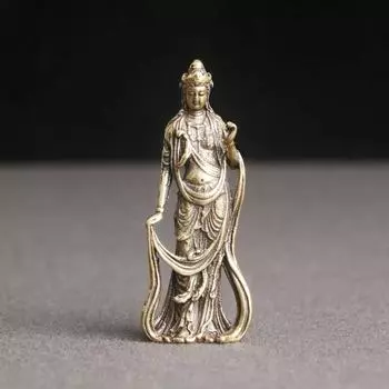 Латунная статуэтка бодхисаттвы Гуаньинь, настольные украшения, украшение для гостиной, медные религиозные статуэтки Будды, аксессуары для рукоделия