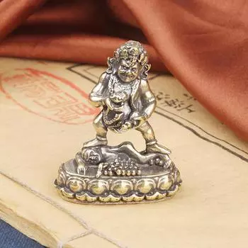 Латунная статуэтка бога богатства, статуэтки Будды, миниатюры, буддийские фигурки, настольные украшения для украшения дома медный