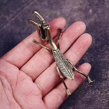 Латунная статуэтка богомола, винтажная 3D-статуэтка богомола, украшение для стола в виде богомола для домашнего офиса, декор для чайного столика, книжной полки античный бронзовый