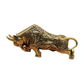 Латунная статуэтка для боя быков, украшение для дома, украшения, миниатюрная фигурка животного из меди, приносящая богатство, декор для офисного стола, поделки светло-серый