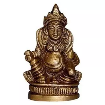 Латунная статуэтка Господа Куберы для домашнего храма | Размеры изделия - 2 X 3 X 5 см, в упаковке 1 шт.