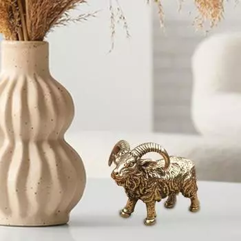 Латунная статуэтка козла, мини-статуэтка козла, коллекционная ретро-скульптура животного для