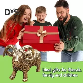 Латунная статуэтка козла, мини-статуэтка козла, коллекционная ретро-скульптура животного для домашнего офиса, кабинета, стола, декора жёлтый