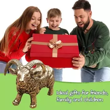 Латунная статуэтка козла, мини-статуэтка козла, коллекционная ретро-скульптура животного для домашнего офиса, кабинета, стола, декора жёлтый