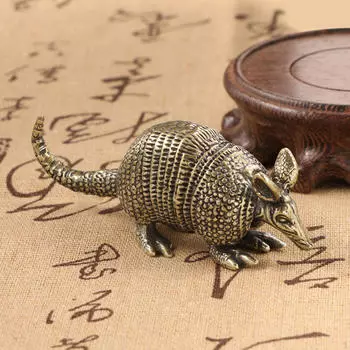 Латунная статуэтка мыши, маленькая коллекционная настольная статуэтка, подарочное декоративное животное