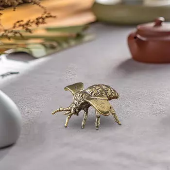 Латунная статуэтка пчелы, мини-фигурка для чайного питомца, украшение для садового аксессуара фей