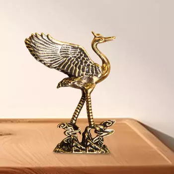 Латунная статуя журавля, украшение для дома, мини-декор, традиционные декоративные ремесла, металл