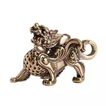 Латунная статуя зверя в китайском стиле, статуэтка, богатство, процветание, удача по фэншуй, благоприятный зверь