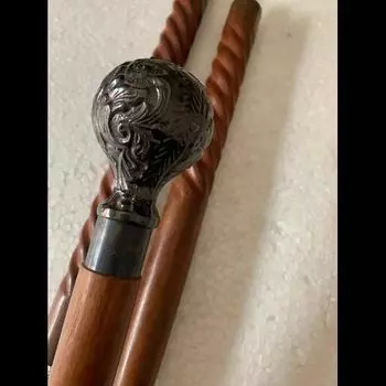Латунная трость с ручкой в виде головы волка, винтажная деревянная трость в викторианском стиле