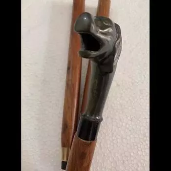 Латунная твердая голова с ручкой для собаки, трость ручной работы, деревянные трости 36 Inch коричневый