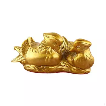 Латунная уточка-мандаринка, китайская скульптура Юань-Ян, украшения для комнаты в золотом стиле 11cm