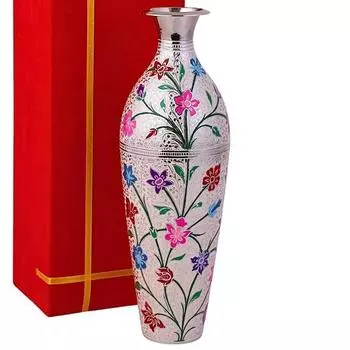 Латунная ваза для цветов для домашнего декора, экспонат металлического стола для гостиной, свадебная пара, юбилей, новоселье, подарок на Дивали 30,48 см, разноцветный